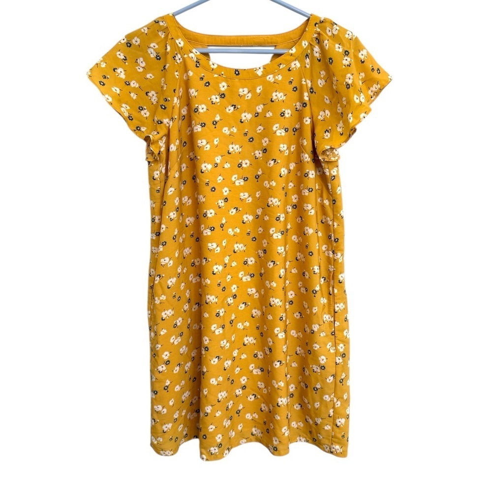 2/$30 Abercrombie & Fitch- Mustard Yellow Floral Short Sleeve Mini Dress XS
